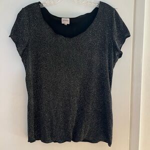 Armani Collezioni Black Glitter Short Sleeve Top